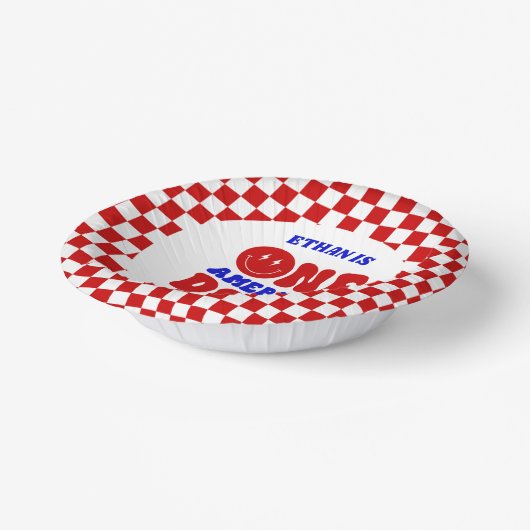 One American Dude 4 juli 1 Verjaardagsfeestje Papieren Kommen (Gebogen)