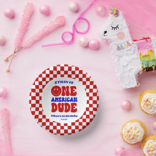One American Dude 4 juli 1 Verjaardagsfeestje Papieren Kommen (Feest)