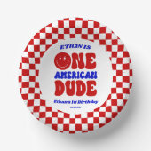 One American Dude 4 juli 1 Verjaardagsfeestje Papieren Kommen (Voorkant)