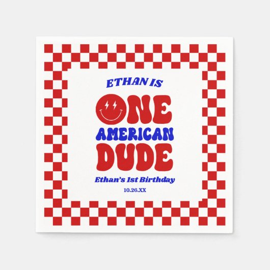 One American Dude 4 juli 1 Verjaardagsfeestje Servet (Voorkant)