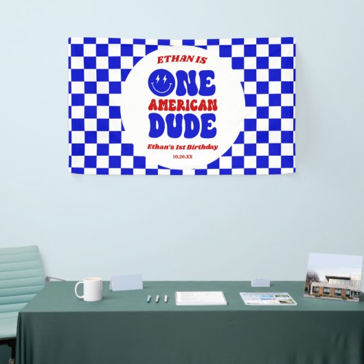 One American Dude 4 juli 1 Verjaardagsfeestje Spandoek (Beurs)