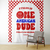 One American Dude 4 juli 1 Verjaardagsfeestje Wandkleed (In situ)
