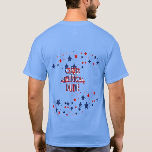 One American Dude 4 juli Rood Wit en Blauw T-shirt (Achterkant)