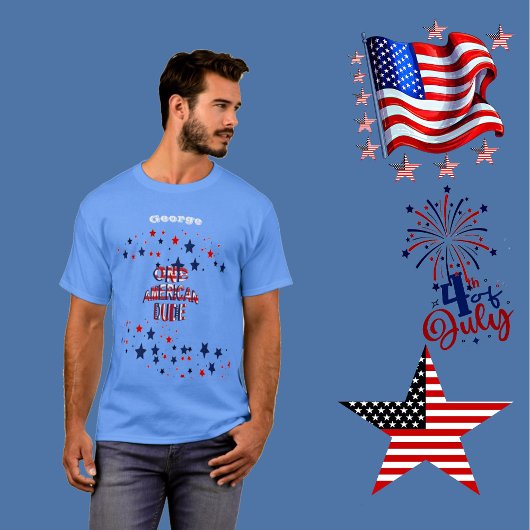 One American Dude 4 juli Rood Wit en Blauw T-shirt