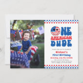 One American Dude 4th of July Foto Eerste Verjaard Kaart (Voorkant)