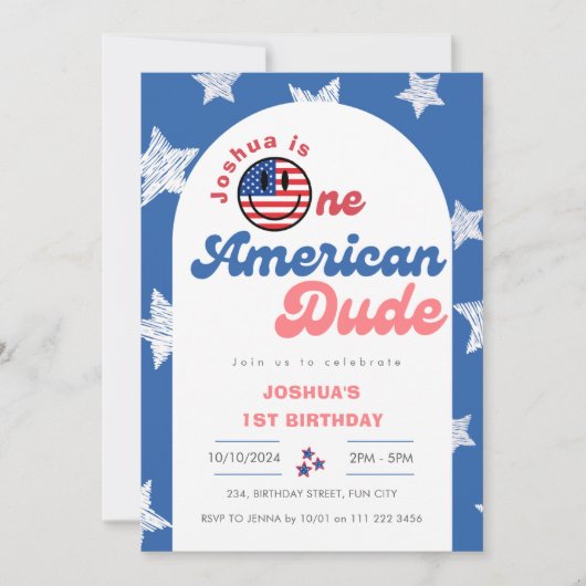 One American Dude 4th van 1 juli Verjaardag Kaart (Voorkant)