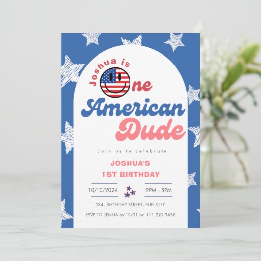 One American Dude 4th van 1 juli Verjaardag Kaart (Staand voorkant)