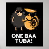 One Baa Tuba Funny Music Sheep Pun Dark BG Poster (Voorkant)