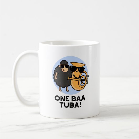 One Baa Tuba Funny Music Sheep Pun Koffiemok (Links)