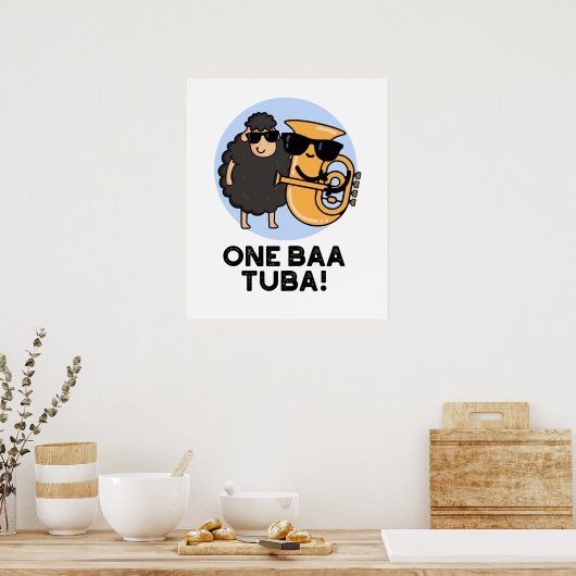 One Baa Tuba Funny Music Sheep Pun Poster (Keuken)