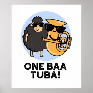 One Baa Tuba Funny Music Sheep Pun Poster