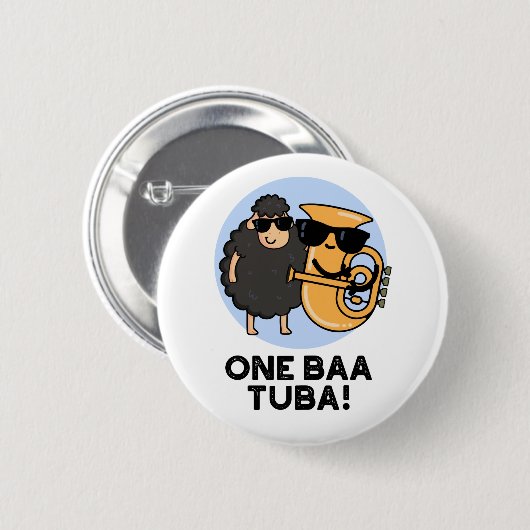 One Baa Tuba Funny Music Sheep Pun Ronde Button 5,7 Cm (Voorkant /achterkant)