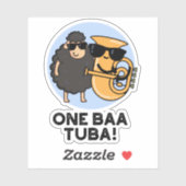 One Baa Tuba Funny Music Sheep Pun Sticker (Vel)