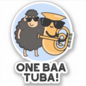 One Baa Tuba Funny Music Sheep Pun Sticker (Voorkant)