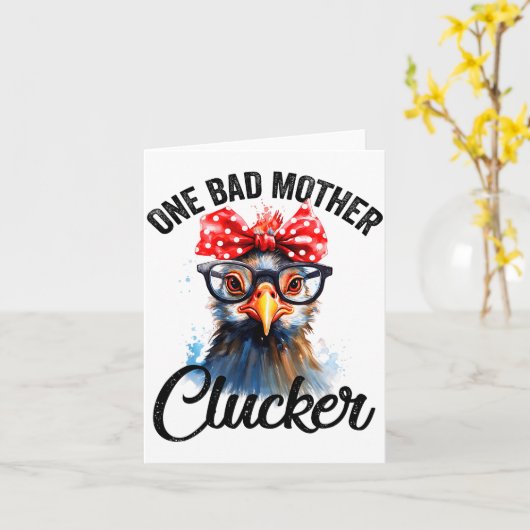 One Bad Mother Clucker Funny Chicken  Kaart (Gele Bloem)