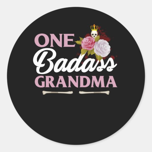 One Badass Grandma Funny Grandma Gift Ronde Sticker (Voorkant)
