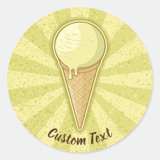 One Ball Ice Cream Cone Ronde Sticker (Voorkant)