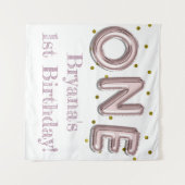ONE Balloon Pink & Gold Party Foto Achtergrond Wandkleed (Voorkant (horizontaal))