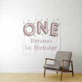 ONE Balloon Pink & Gold Party Foto Achtergrond Wandkleed (In situ)
