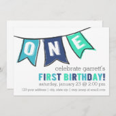 One Banner Invitation - Boy Kaart (Voorkant / Achterkant)