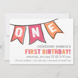 One Banner Invitation - Girl Kaart