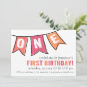 One Banner Invitation - Girl Kaart (Staand voorkant)