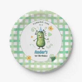 One Big Dill Pickle First Birthday Blue Papieren Bordje