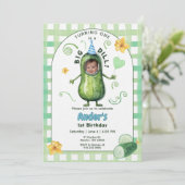 One Big Dill Pickle First Birthday Blue Photo Kaart (Staand voorkant)