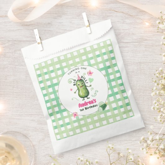 One Big Dill Pickle First Birthday Pink Bedankzakje (Geknipt)