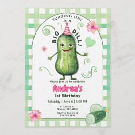 One Big Dill Pickle First Birthday Pink Kaart
