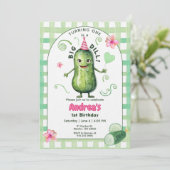 One Big Dill Pickle First Birthday Pink Kaart (Staand voorkant)