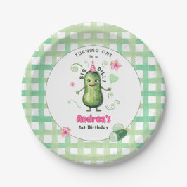 One Big Dill Pickle First Birthday Pink Papieren Bordje