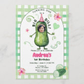 One Big Dill Pickle First Birthday Pink Photo Kaart (Voorkant)