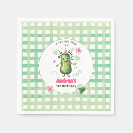 One Big Dill Pickle First Birthday Pink Servet