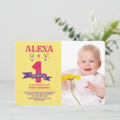 ONE Birthday Party Photo Invitation Kaart (Staand voorkant)