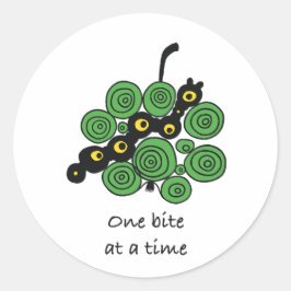 One Bite at a Time Round Sticker – Cute Worm Doodl