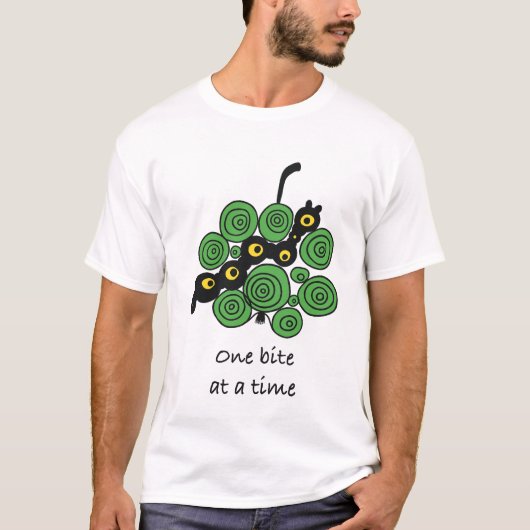 One Bite at a Time Worm T-Shirt (Voorkant)
