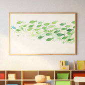 One Blue Fish Waterverf Groen Poster