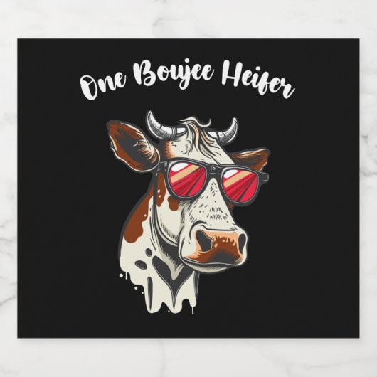 One Boujee Heifer Grappige Koe  Retro Bier Etiket (Enkel label)