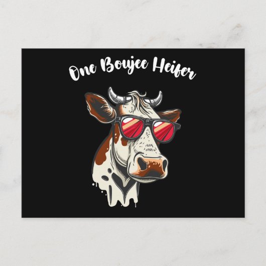 One Boujee Heifer Grappige Koe  Retro Briefkaart (Voorkant)