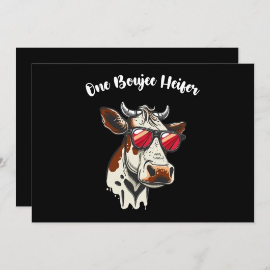 One Boujee Heifer Grappige Koe  Retro Kaart (Voorkant / Achterkant)