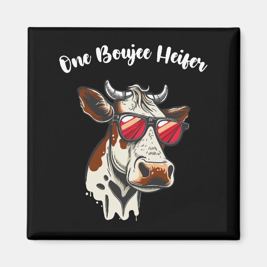 One Boujee Heifer Grappige Koe  Retro Magneet (Voorkant)