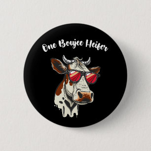 One Boujee Heifer Grappige Koe  Retro Ronde Button 5,7 Cm
