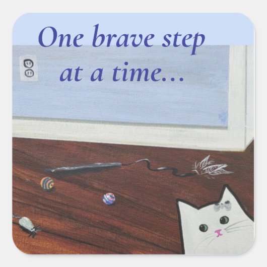 One brave step at a time vierkante sticker (Voorkant)