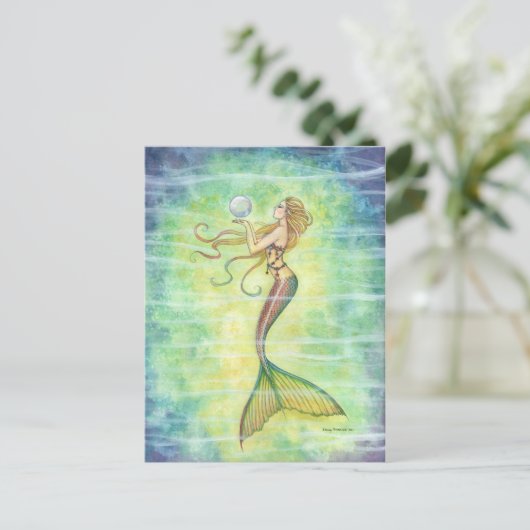 One Bubble Mermaid Briefkaart (Staand voorkant)