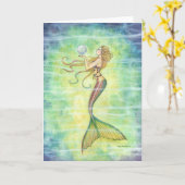 One Bubble Mermaid Wenskaart Kaart (Gele Bloem)