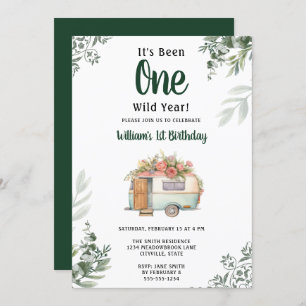 One Camper 1e Verjaardag Camping Uitnodiging