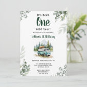 One Camper 1e Verjaardag Camping Uitnodiging (Staand voorkant)