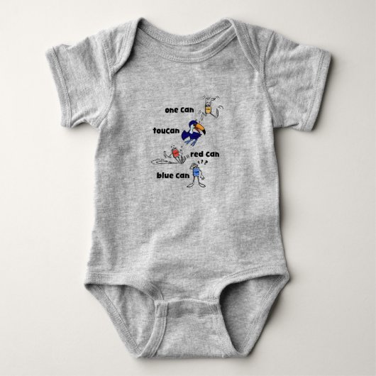 One Can Toucan Red Can Blue Can Baby Bodysuit (Voorkant)