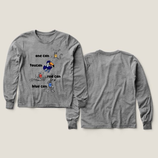 One Can Toucan Red Can Blue Can Boys LS Shirt (Voorkant /achterkant)